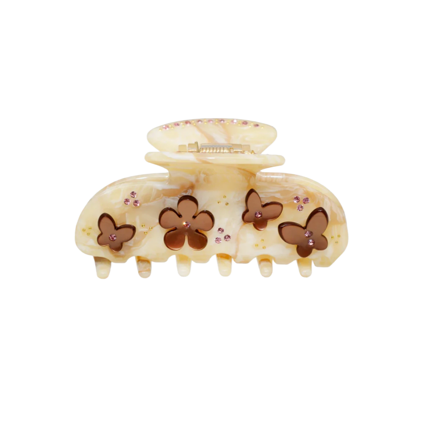 Emi Jay Sweetheart Hair Clip Cocoa Flowers/Butterflies