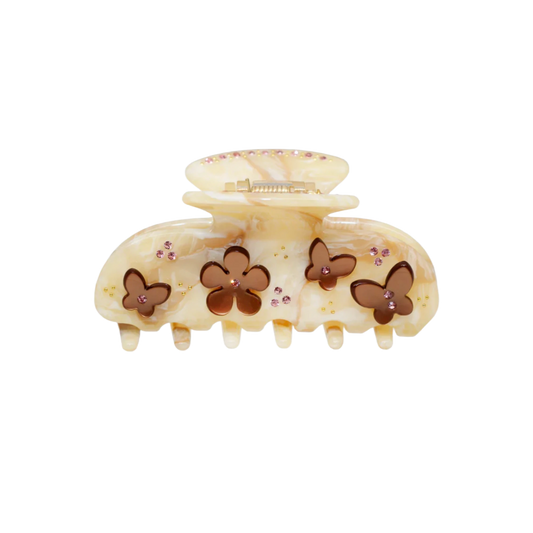 Emi Jay Sweetheart Hair Clip Cocoa Flowers/Butterflies